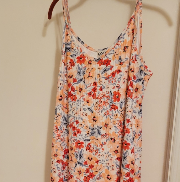 Gocriziy Floral Maxi Dress in Peach and Blue SIZE M - Picture 1 of 13